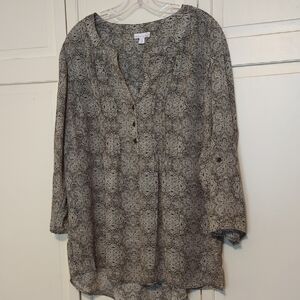 Chico's Black and Gray Patterned Blouse